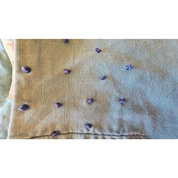 Boden 100% Linen Top Short Sleeve, Beaded Neckline, Turquoise , US Sz 6 - Picture 9 of 9